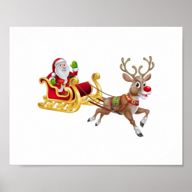 Poster Santa Claus en traîneau (Devant)
