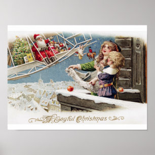 Poster Santa Claus Enfants Noël Vintage