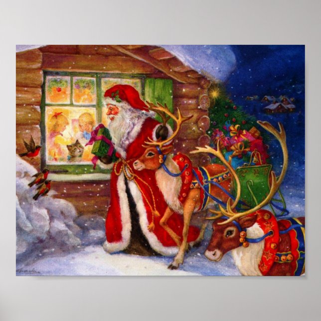 Poster Santa claus et rudolph (Devant)