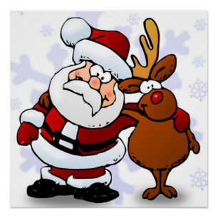 POSTER SANTA CLAUS ET RUDOLPH