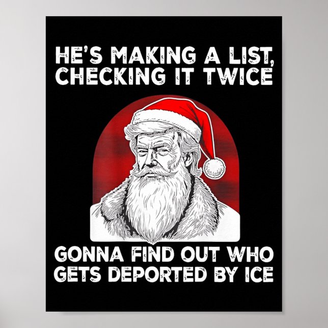 Poster Santa Claus He's Making A List Checking It Twice ( (Devant)