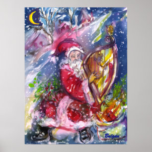 Poster SANTA CLAUS JOUER LA CHEVAUCHE EN LUNDI Noël