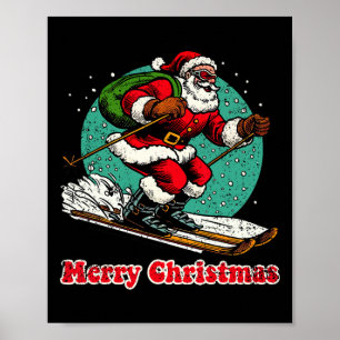 Poster Santa Claus Snowboard Joyeux Noël Hiver Ho