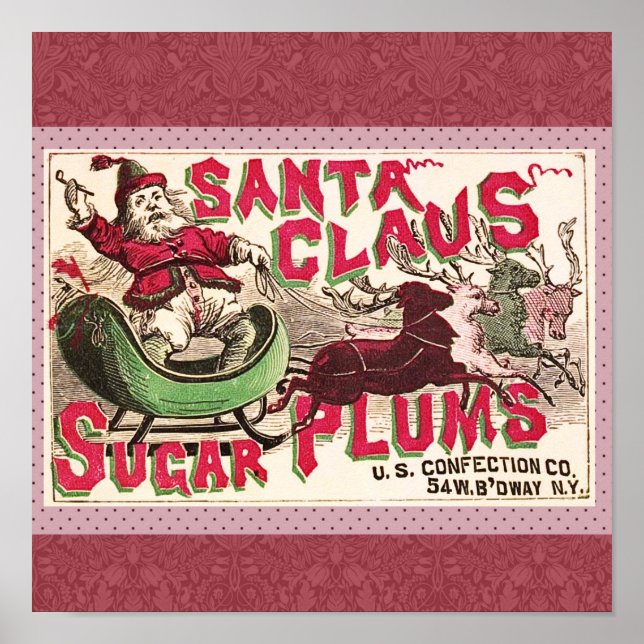 Poster Santa Claus Sugar Plum Christmas (Devant)