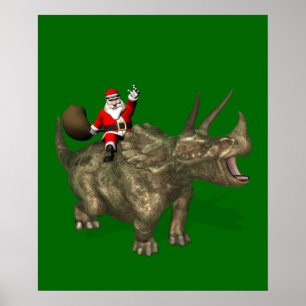 Poster Santa Claus Sur Tricératops