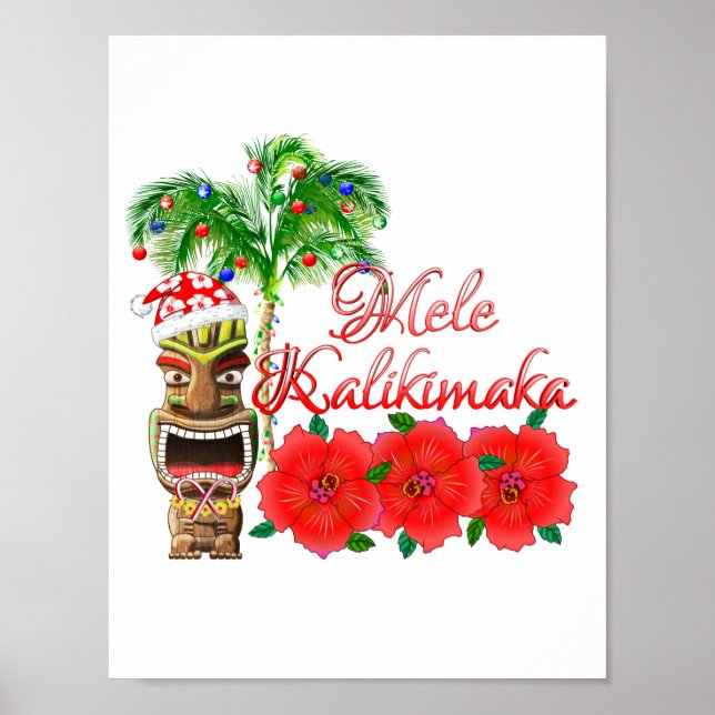Poster Santa Claus Tiki Mele Kalikimaka (Devant)