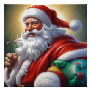 Poster Santa Clause Joyeux Noël Bonne année