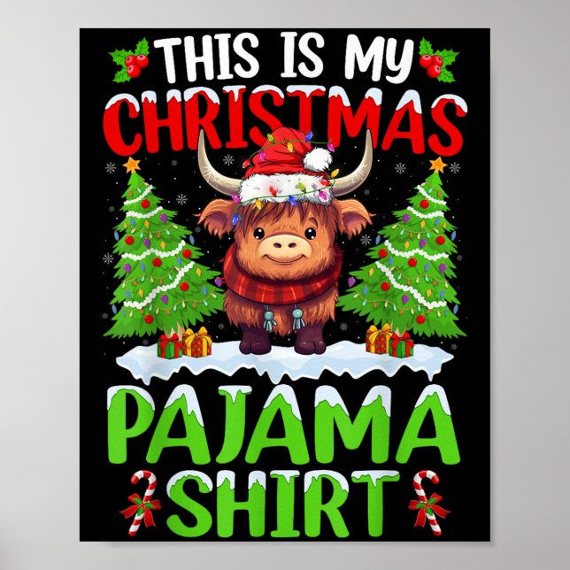 Poster Santa Cow Xmas Tree Lights This Is My Christmas Pa (Devant)
