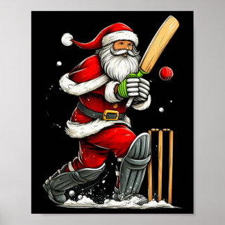 Poster Santa Cricket Player Funny Christmas Cricket Pajam