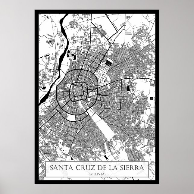Poster Santa Cruz de la Sierra Bolivia City Map (Devant)