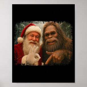 Poster Santa drôle 67 avec Bigfoot Six Sept 6 7 Mème Chr