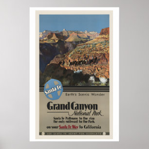 Poster Santa Fe Grand Canyon National Park Voyage Vintage