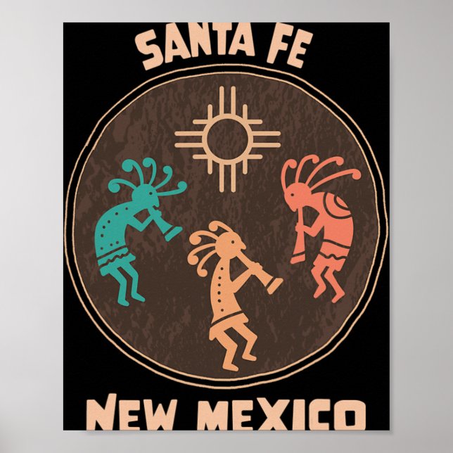 Poster Santa Fe New Mexico Kokopelli Vacation Souvenir  (Devant)