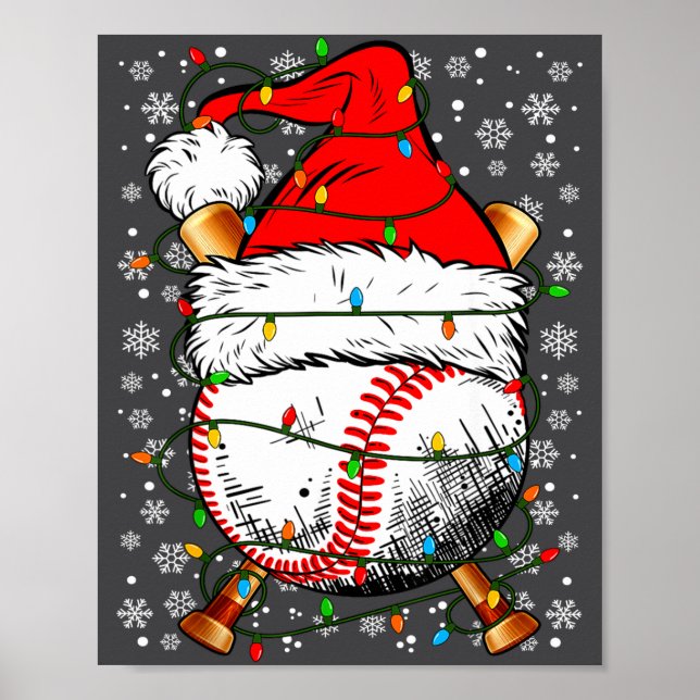Poster Santa Hat Christmas Baseball Player Srts For Men B (Devant)