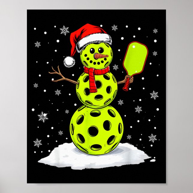 Poster Santa Hat Snowman Xmas Funny Ckleball Lover Christ (Devant)