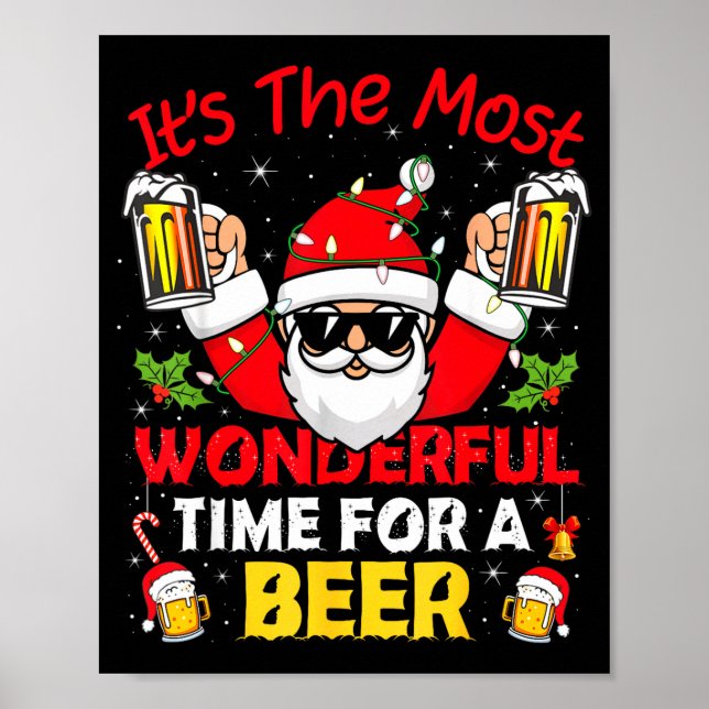 Poster Santa It's The Most Wonderful Time For A Beer Funn (Devant)