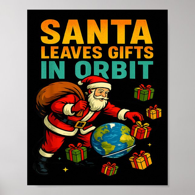 Poster Santa Leaves In Orbit Funny Xmas Space  (Devant)