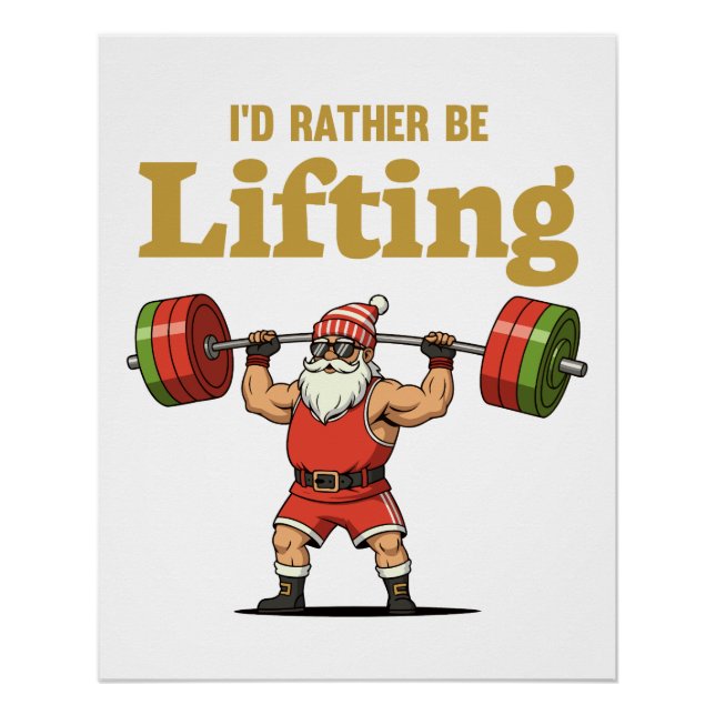 Poster Santa Lifting Weights (Devant)