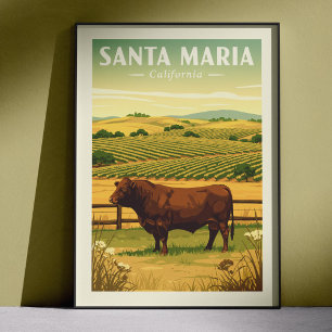 Poster Santa Maria Californie vintage