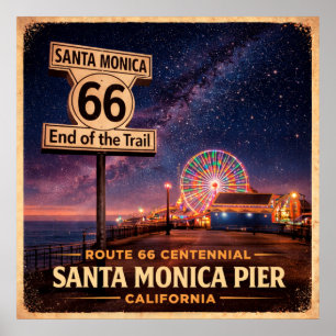 Poster Santa Monica Pier Fin de la piste Centenaire