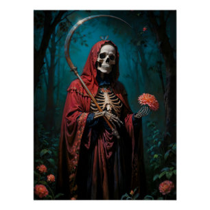 Poster Santa Muerte Robe Rouge