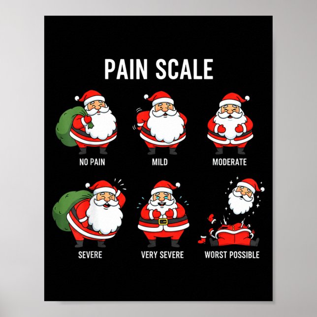 Poster Santa Pain Scale Funny Christmas Design For Nurse  (Devant)