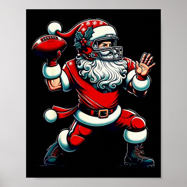 Poster Santa Playing American Football Christmas Women Me (Devant)