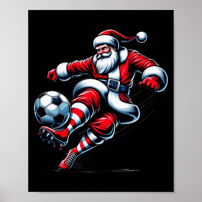 Poster Santa Plays Soccer Christmas Srts Women Men Kids  (Devant)