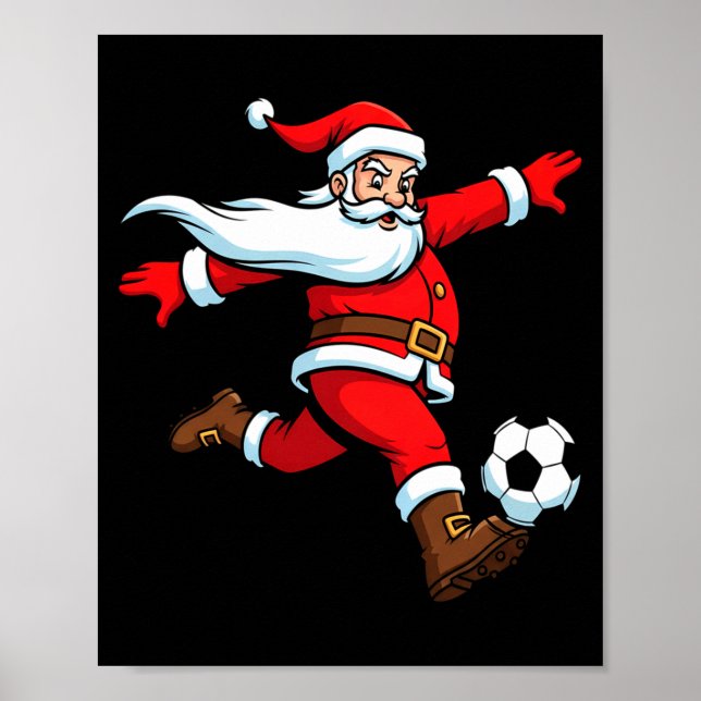 Poster Santa Plays Soccer Christmas Srts Women Men Kids L (Devant)