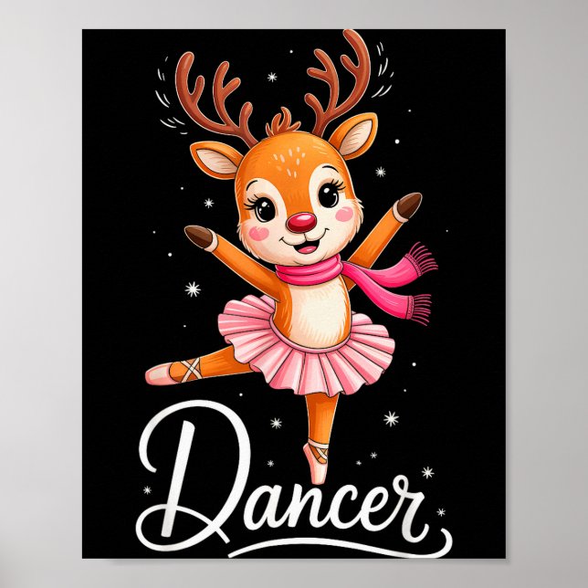 Poster Santa Reindeer Ballet Dancer Cute Christmas Men Wo (Devant)