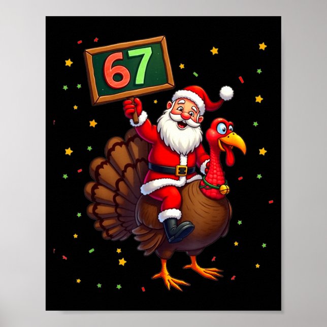 Poster Santa Riding Turkey Take Number 67 Christmas &amp; (Devant)