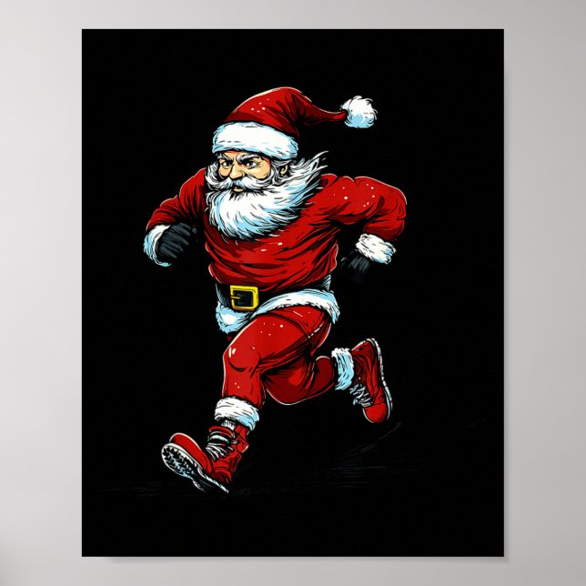 Poster Santa Running Cross Country Xc Runner Christmas Xm (Devant)