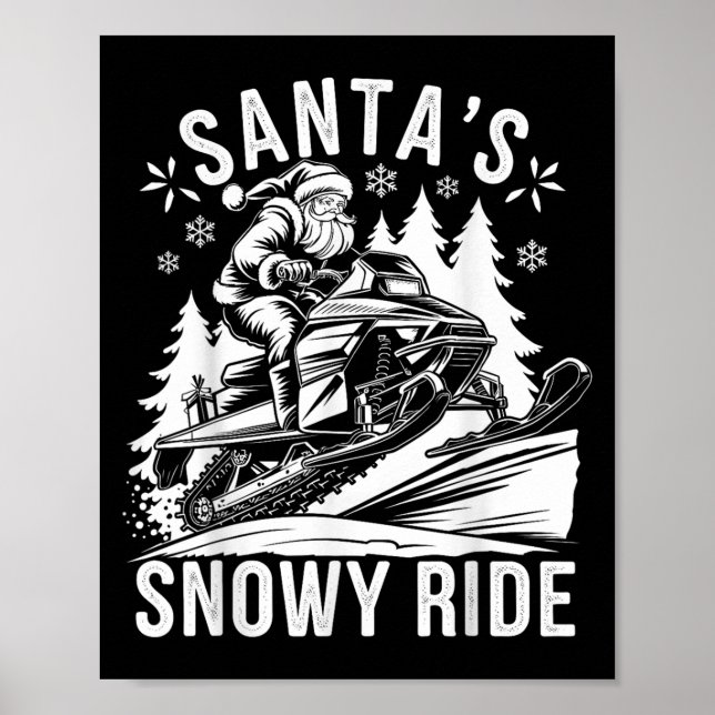 Poster Santa Snowmobile Riding Snowmobiling Christmas  (Devant)