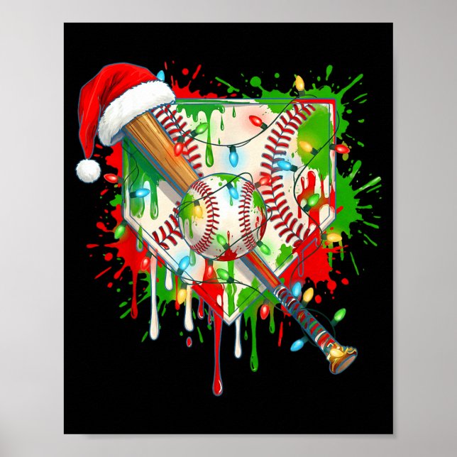 Poster Santa Srts Ice Baseball Christmas Xmas Pajama Kid  (Devant)
