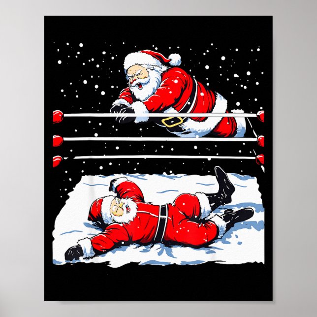 Poster Santa Wrestling Lover Wrestler Christmas Xmas Paja (Devant)