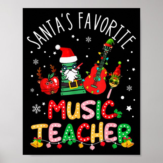 Poster Santa's Favorite Music Teacher Christmas Santa Hat (Devant)