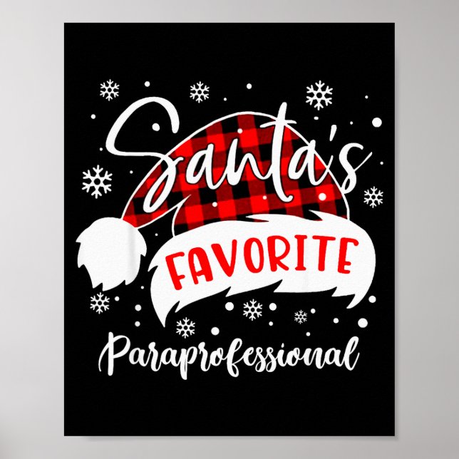 Poster Santa's Favorite Paraprofessional Hat Flannel Chri (Devant)