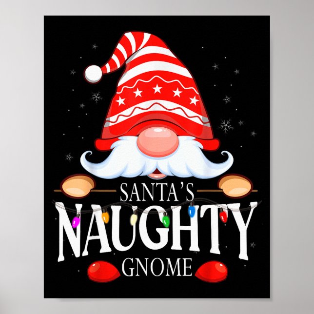 Poster Santa's Naughty Gnome Matching Christmas Pajama  (Devant)