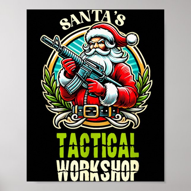 Poster Santa's Tactical Workshop Santa Has Guns And Chris (Devant)