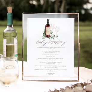 Poster Santé à l'amour – menu de dégustation de vins