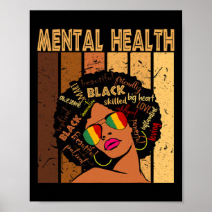 Poster Santé mentale Afro-Africain-Américain Noir Histoir