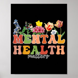 Poster Santé mentale groovy floral