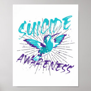Poster Santé mentale sarcelle violet colibri prévention d