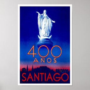 Poster Santiago Chile Vintage Travel