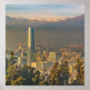 Poster Santiago de Chile Aerial View from San Cristobal H