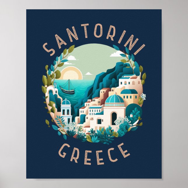 Poster Santorin Grèce Cercle en détresse (Devant)