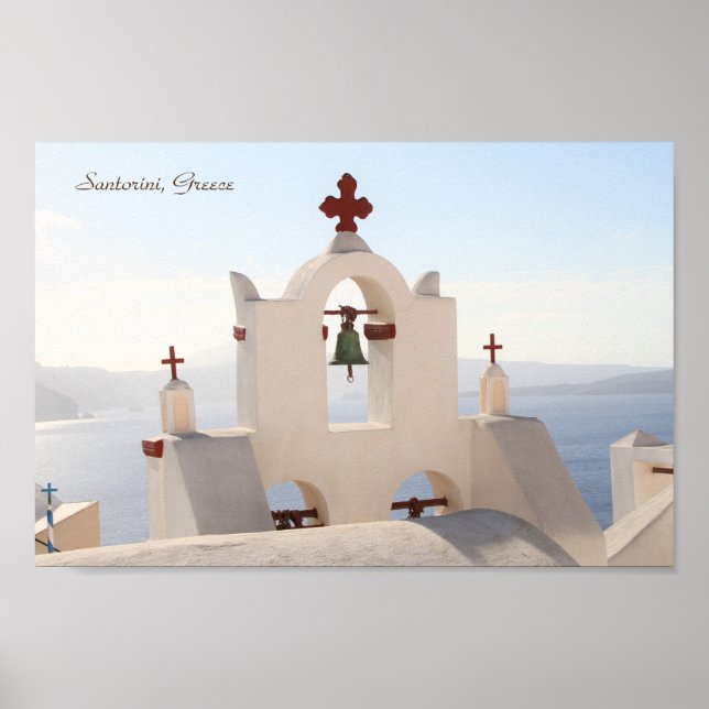 Poster Santorin, Grèce, Oia, Église, Photographie (Devant)