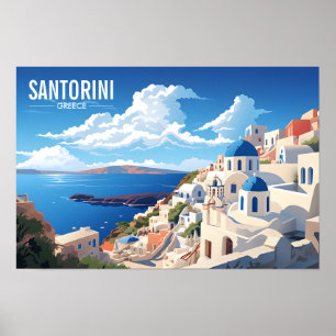 Poster Santorin Grèce Voyage   L'île grecque  
