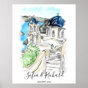 Poster Santorin Mariage, Fiançailles, Proposition