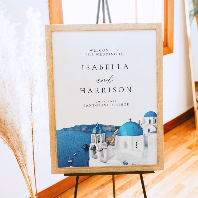 Poster SANTORINI GRÈCE Destination Mariage Bienvenue (Créateur téléchargé)